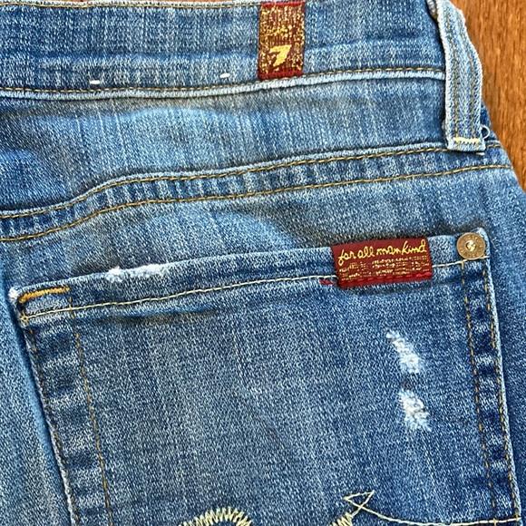 7 for All Mankind Distressed Button Fly Josefina Skinny Boyfriend Jean - 27 - Picture 5 of 11